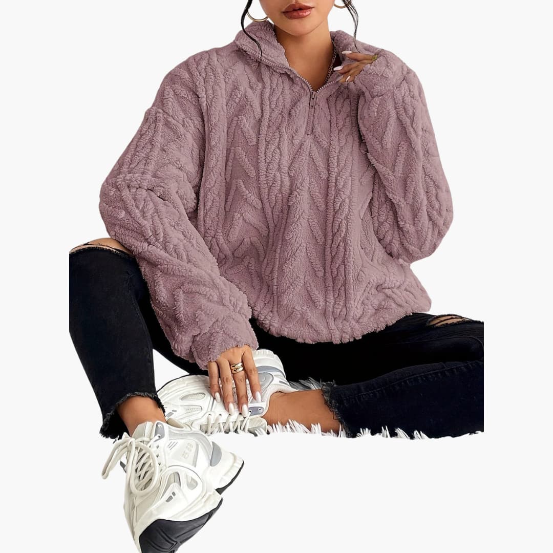Evelyn | Luxe Fleece-Sweatshirt mit Zopfmuster