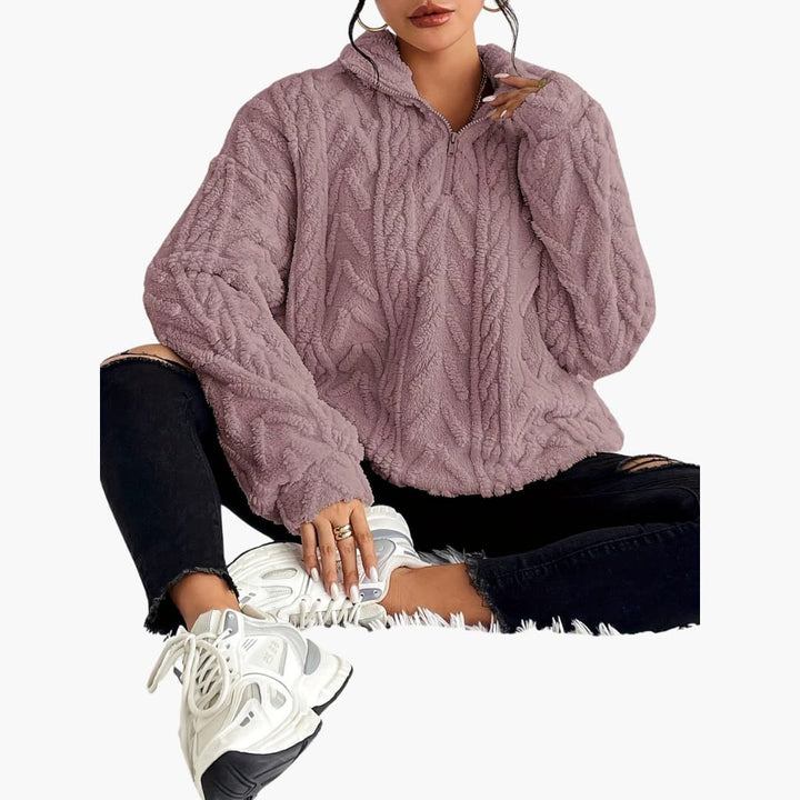 Evelyn | Luxe Fleece-Sweatshirt mit Zopfmuster