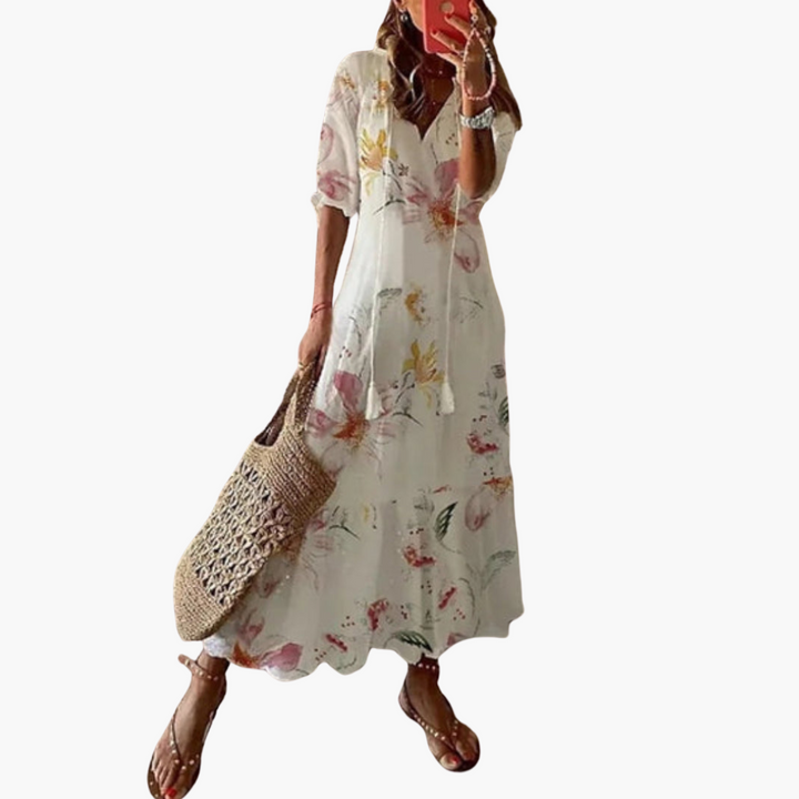 Mia | Boho-Vintage-Sommerkleid mit V-Ausschnitt