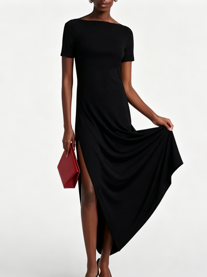 Monica – Rückenfreies, asymmetrisches Midikleid
