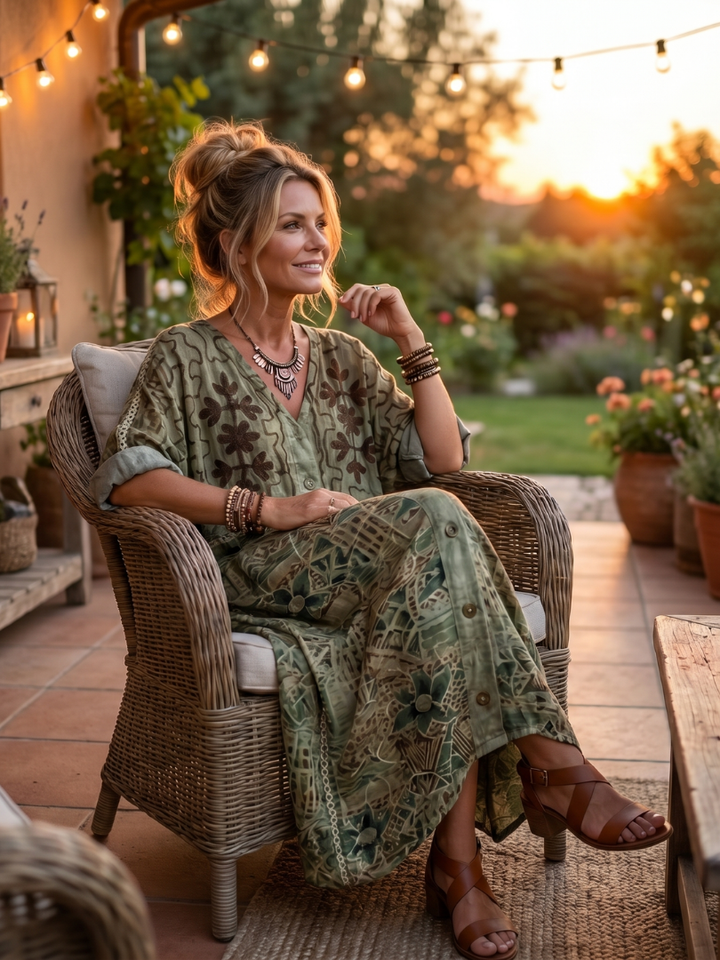 Narmi - Oversize-Maxikleid mit Knopfleiste