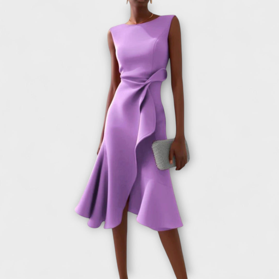 Maris – Asymmetrisches Midi-Kleid in Drapierung-Optik
