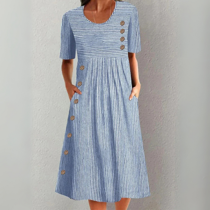 Carmen – Midikleid aus gestreifter Baumwolle