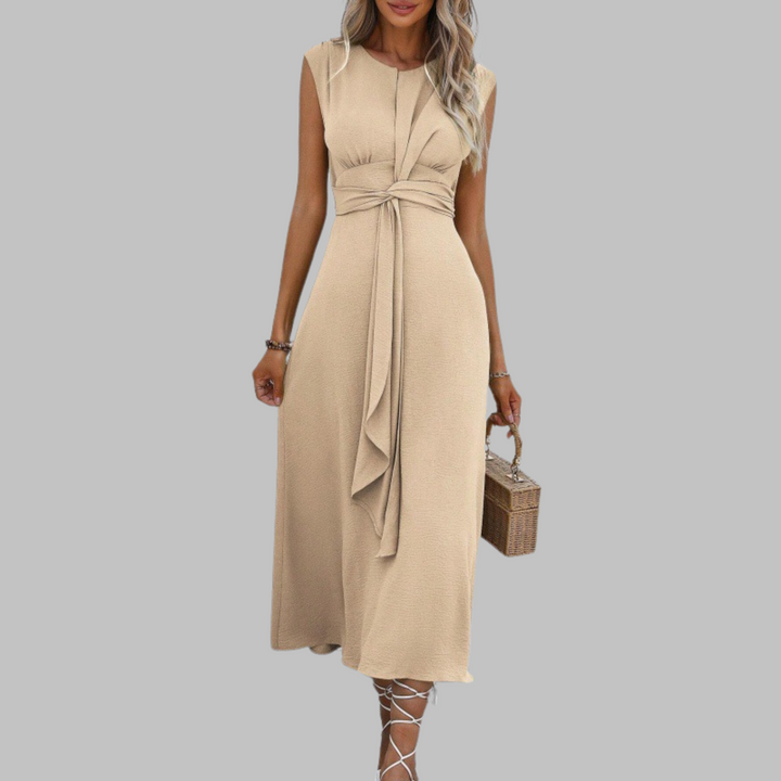 Rosemary – Elegantes ärmelloses Maxikleid mit Rundhalsausschnitt