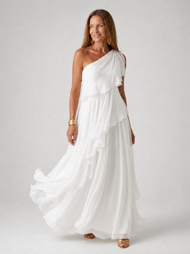 Mikha – Maxikleid mit einseitigem Rüschenbesatz