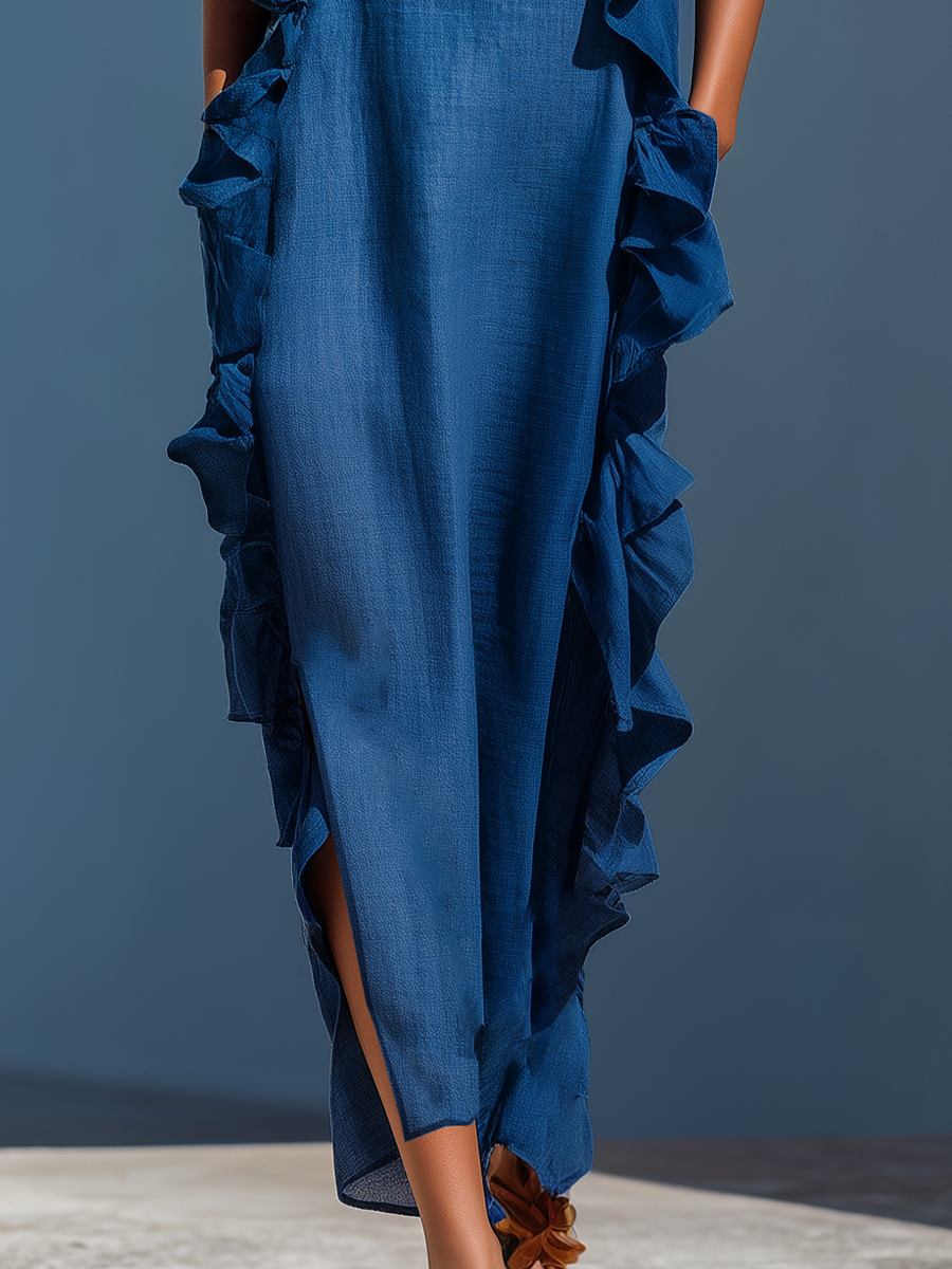 Harra – Fließendes Maxikleid mit Rüschendetails