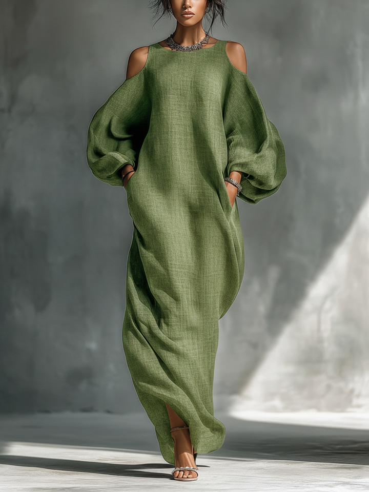 Everlyn – Fließendes Maxikleid mit Carmen-Ausschnitt