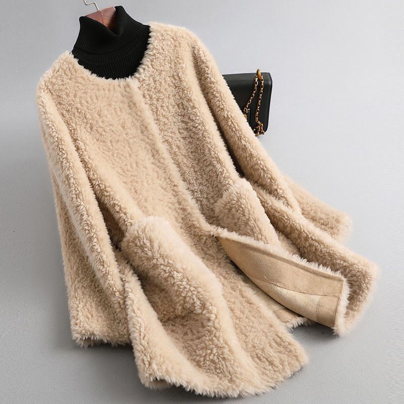 Cecille – Teddy-Mantel aus echtem Lammfell
