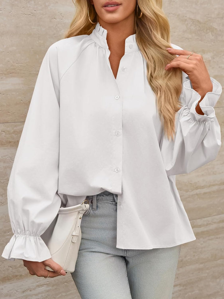 Livia – Bluse mit Puffärmeln und Knopfleiste aus Baumwolle
