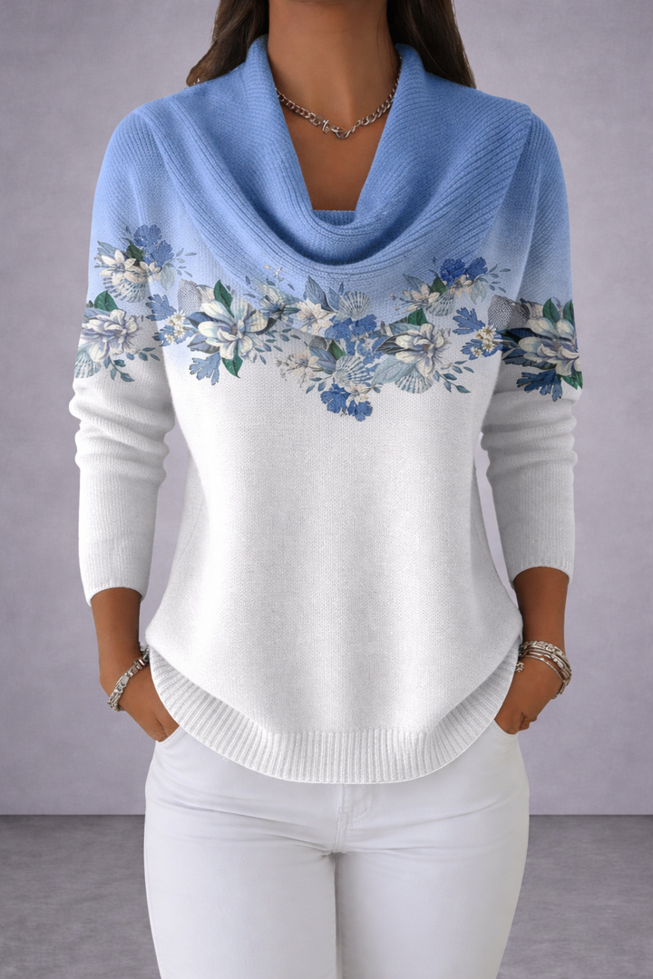 Jennie - Blumenpullover mit weichem Ausschnitt