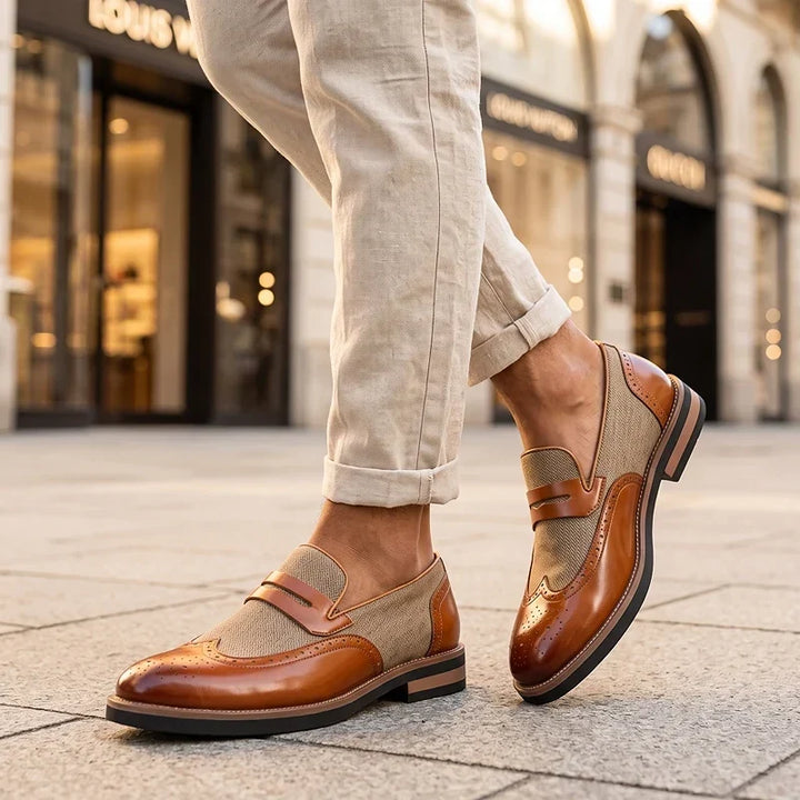 Everett - Geflochtene Loafer aus Leder im Brogue-Stil