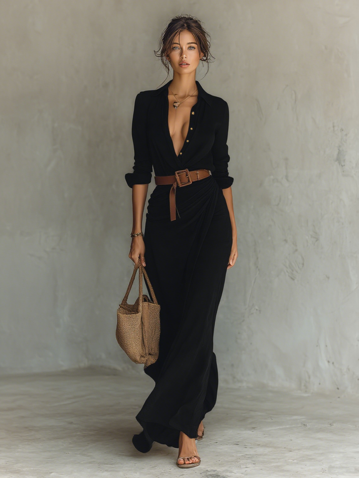 Conie – Langes Maxikleid mit Reverskragen