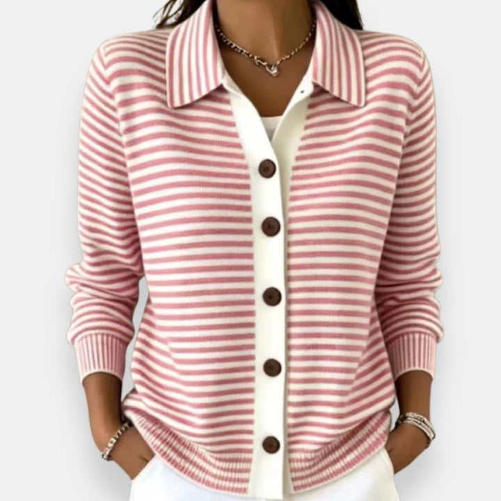 Jamie – Gestreifte Knopf-Strickjacke