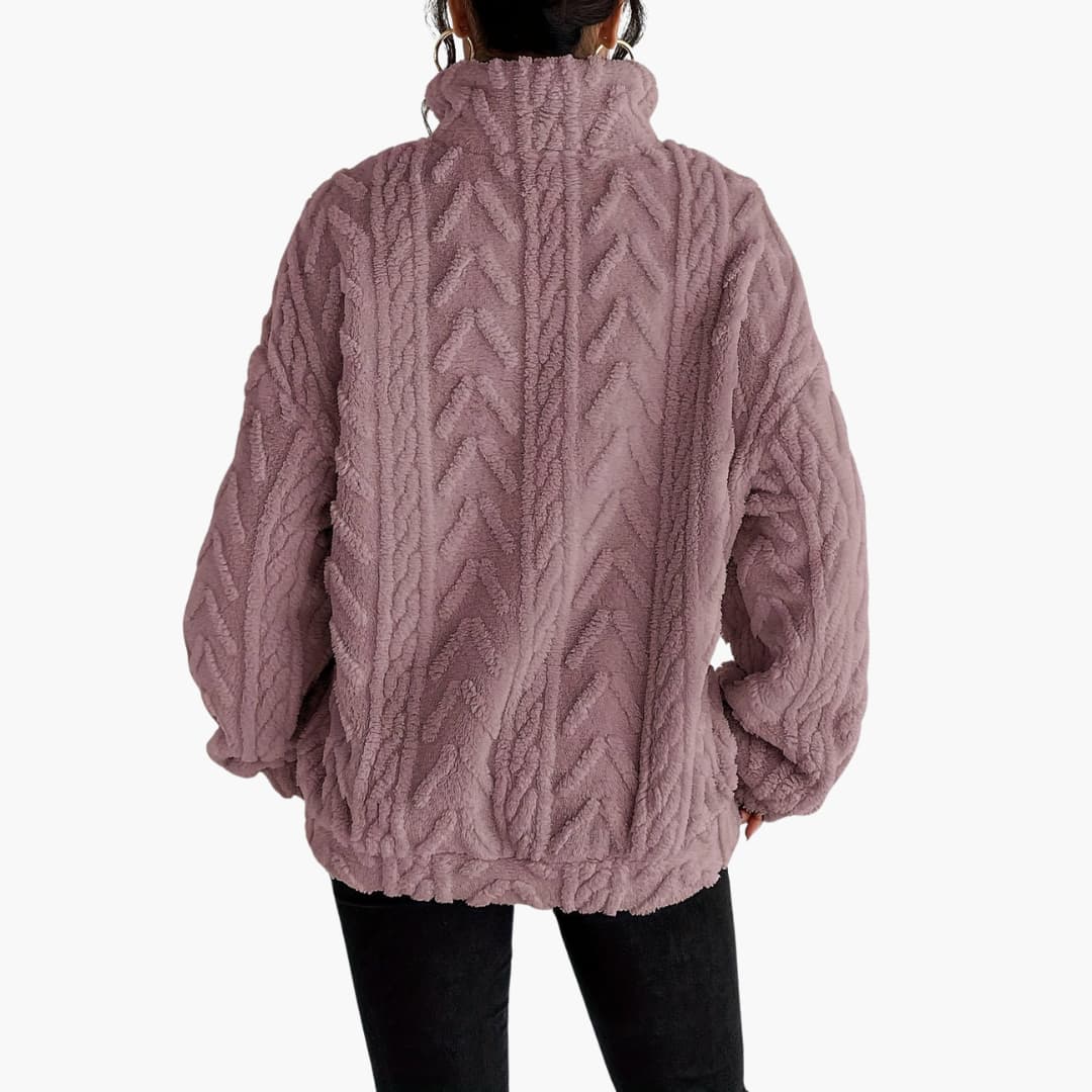 Evelyn | Luxe Fleece-Sweatshirt mit Zopfmuster