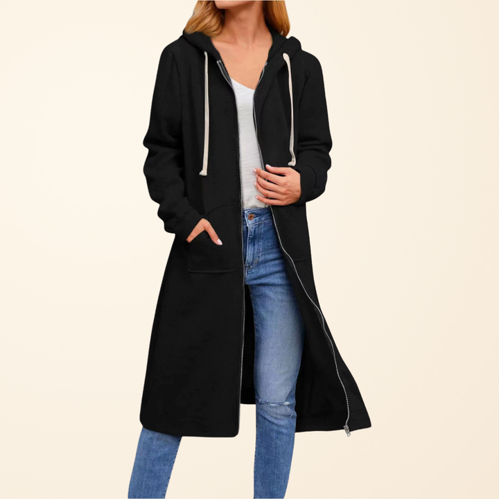 Madelyn - Entspannte, lange Zip-Strickjacke