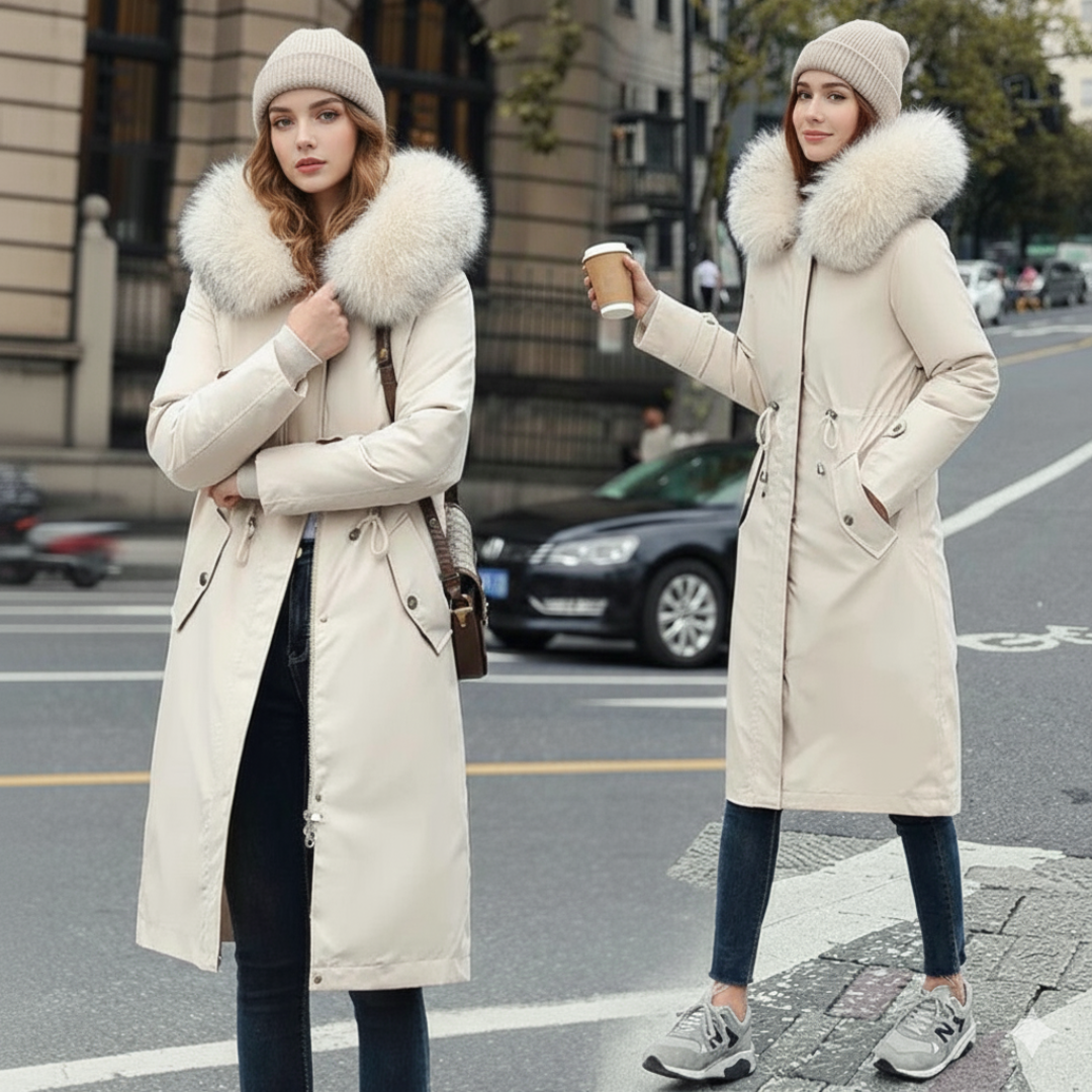Fionna – Damen-Winterjacke mit Kapuze und weichem Fellkragen