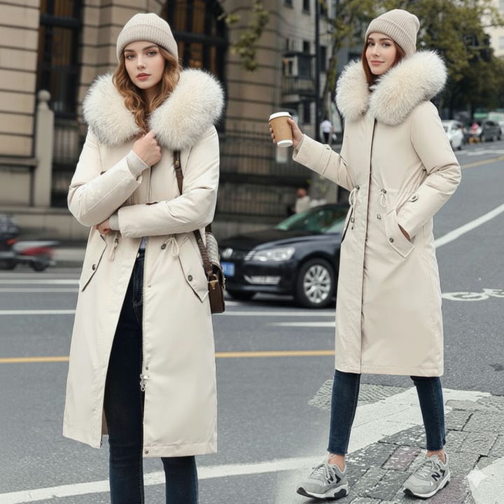 Fionna – Damen-Winterjacke mit Kapuze und weichem Fellkragen