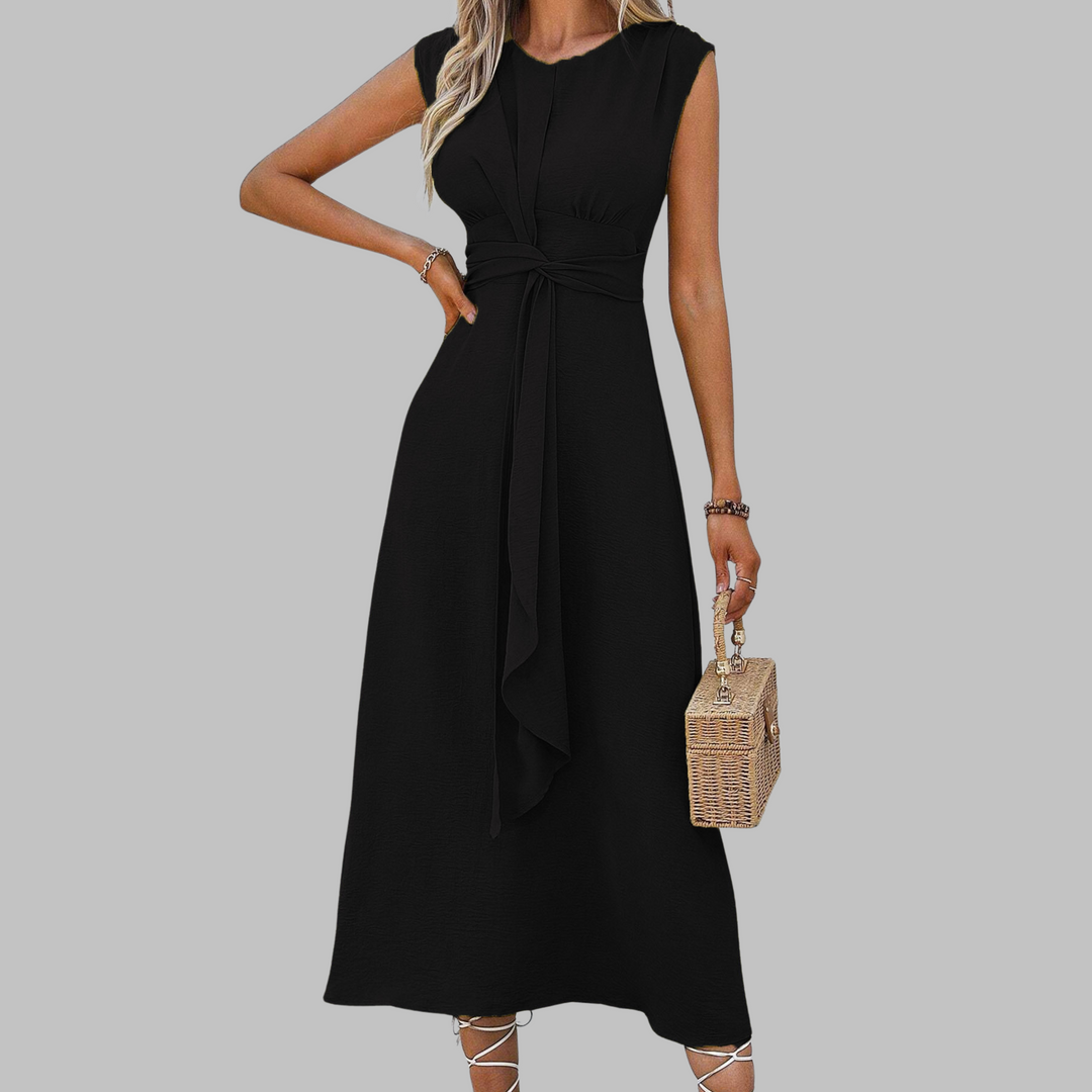 Rosemary – Elegantes ärmelloses Maxikleid mit Rundhalsausschnitt