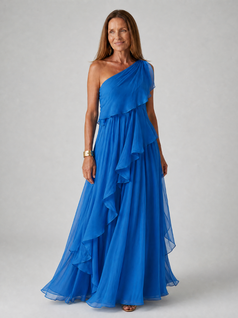 Mikha – Maxikleid mit einseitigem Rüschenbesatz