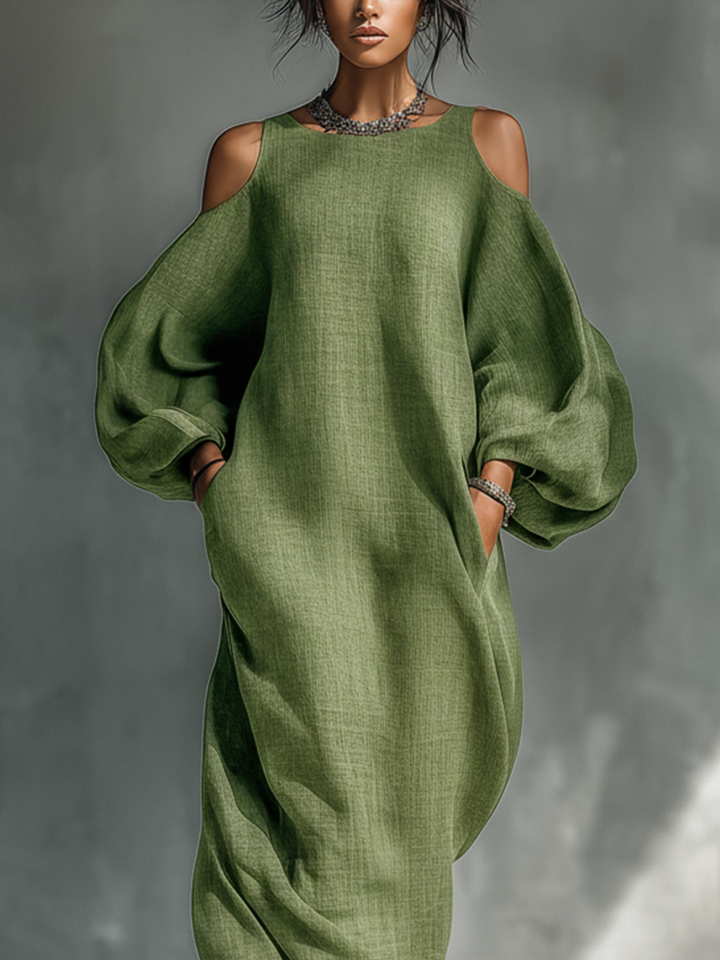 Everlyn – Fließendes Maxikleid mit Carmen-Ausschnitt