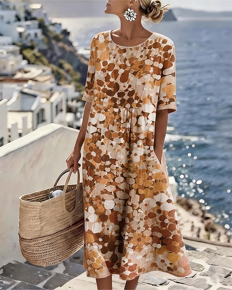 Herra – Midi-Kleid mit Blumen-Aquarellmuster