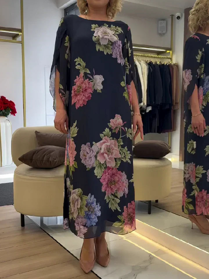 Saylor - Leichtes florales Chiffon-Maxikleid