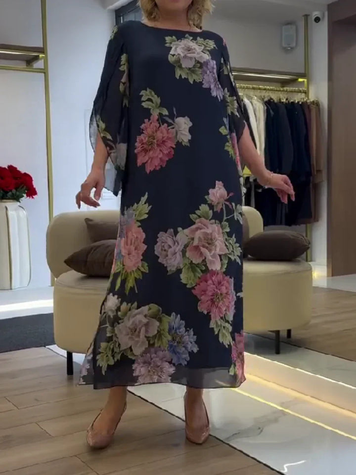 Saylor - Leichtes florales Chiffon-Maxikleid