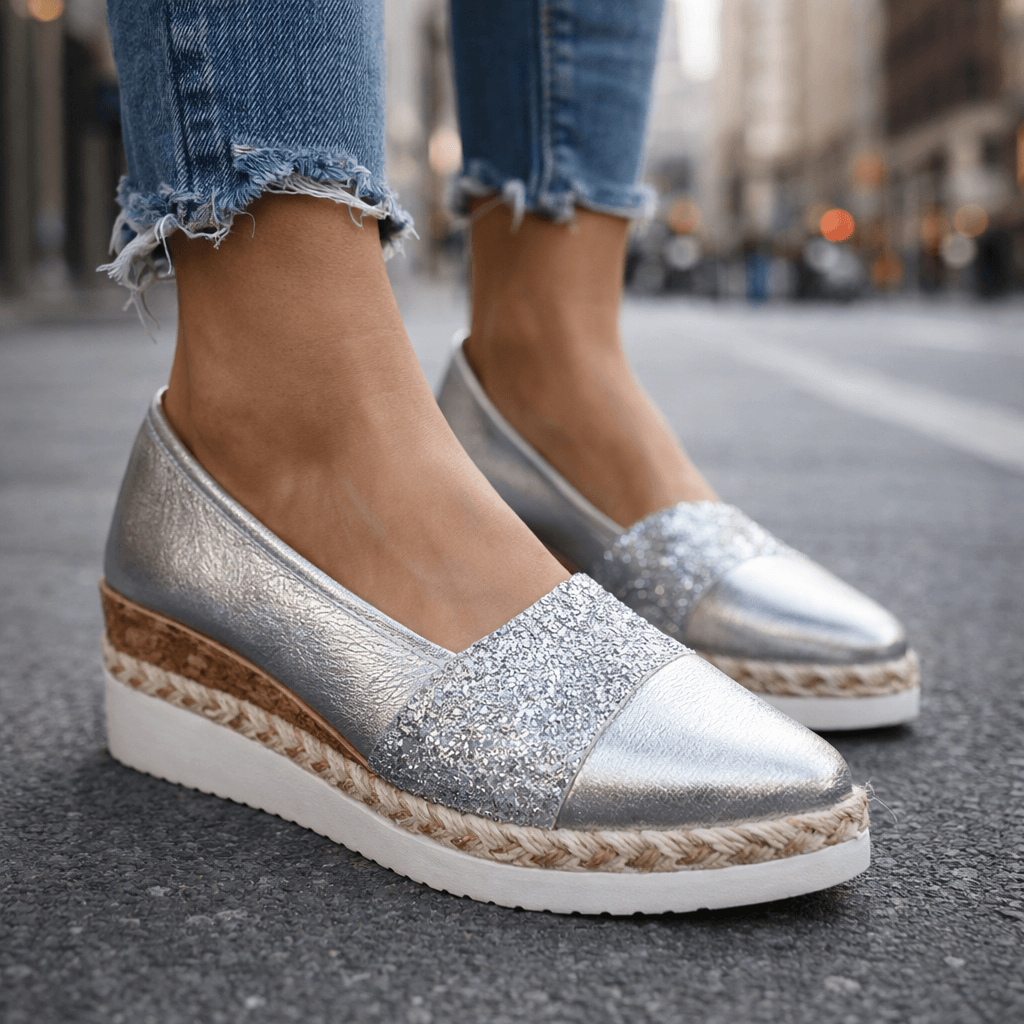 Jacky - Glitzer-Keilabsatz-Slip-On-Sneaker