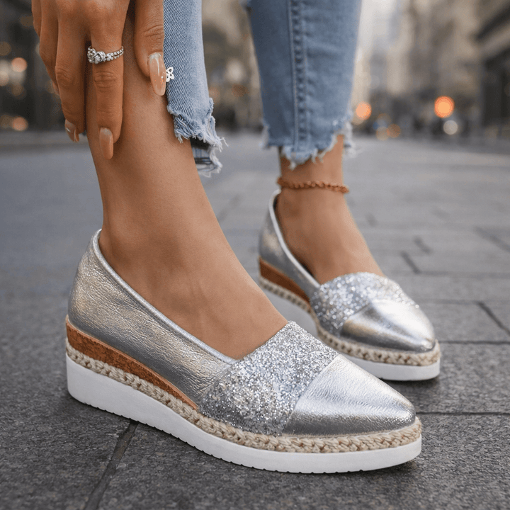 Jacky - Glitzer-Keilabsatz-Slip-On-Sneaker