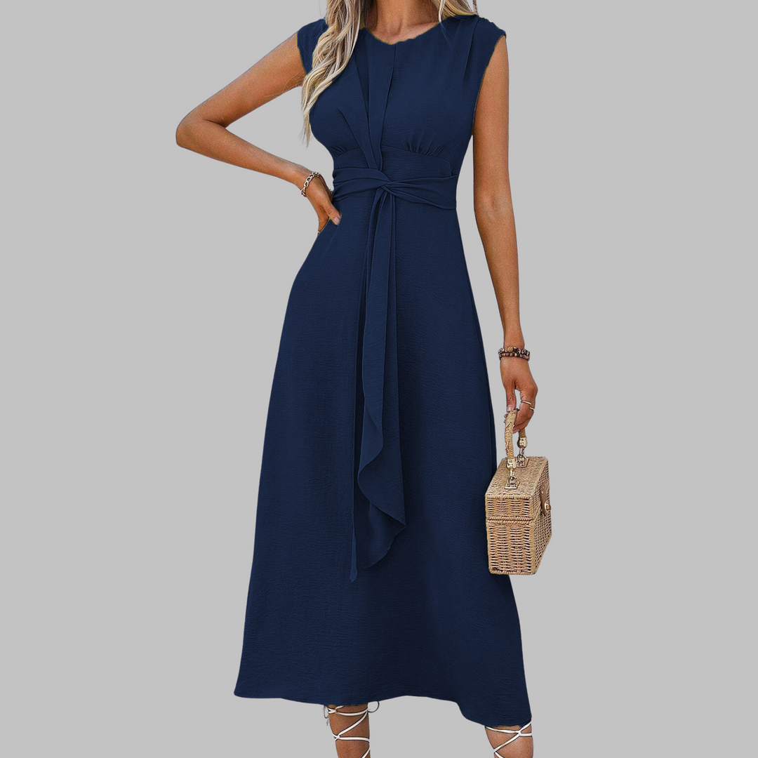 Rosemary – Elegantes ärmelloses Maxikleid mit Rundhalsausschnitt