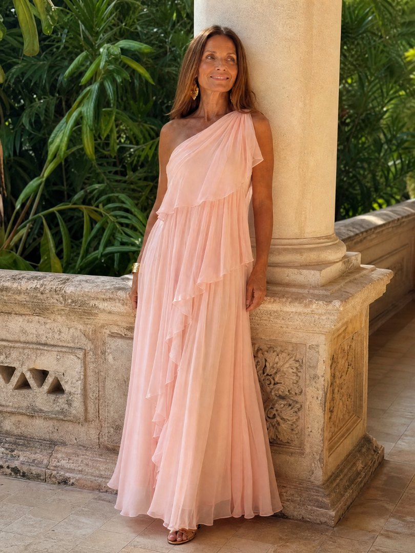 Mikha – Maxikleid mit einseitigem Rüschenbesatz