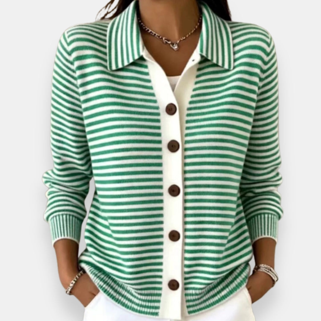 Jamie – Gestreifte Knopf-Strickjacke