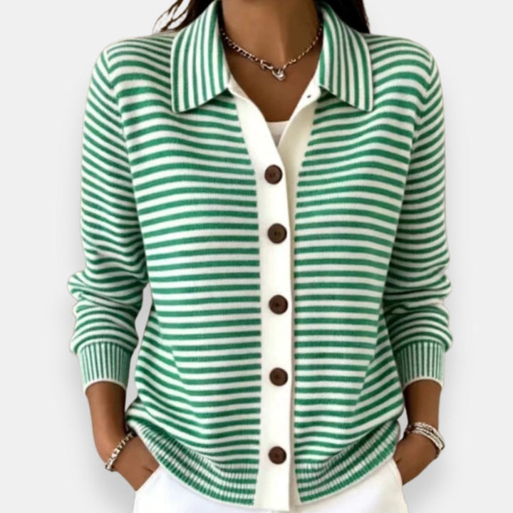 Jamie – Gestreifte Knopf-Strickjacke