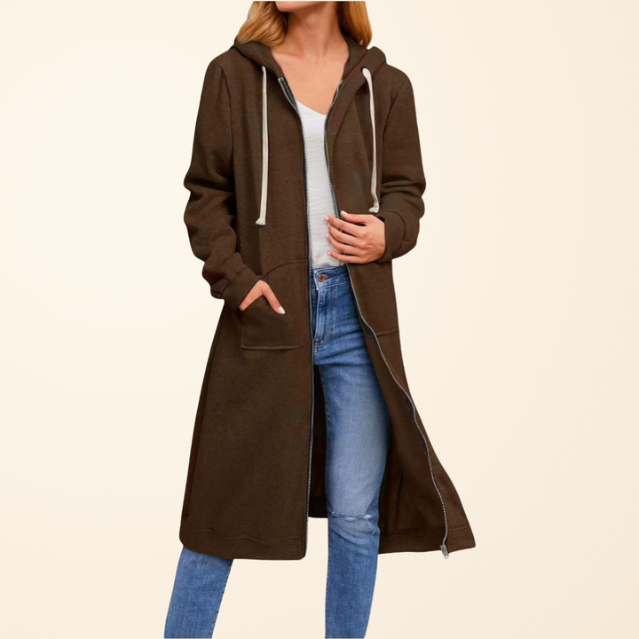 Madelyn - Entspannte, lange Zip-Strickjacke