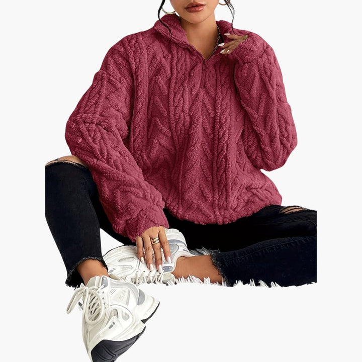 Evelyn | Luxe Fleece-Sweatshirt mit Zopfmuster
