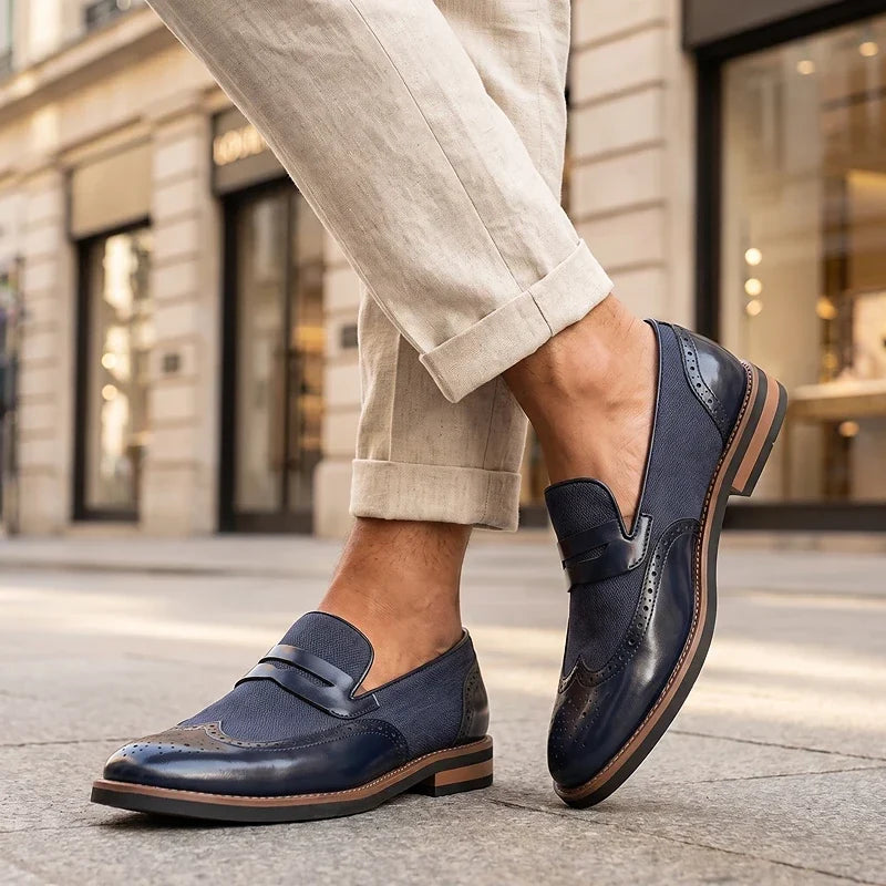 Everett - Geflochtene Loafer aus Leder im Brogue-Stil
