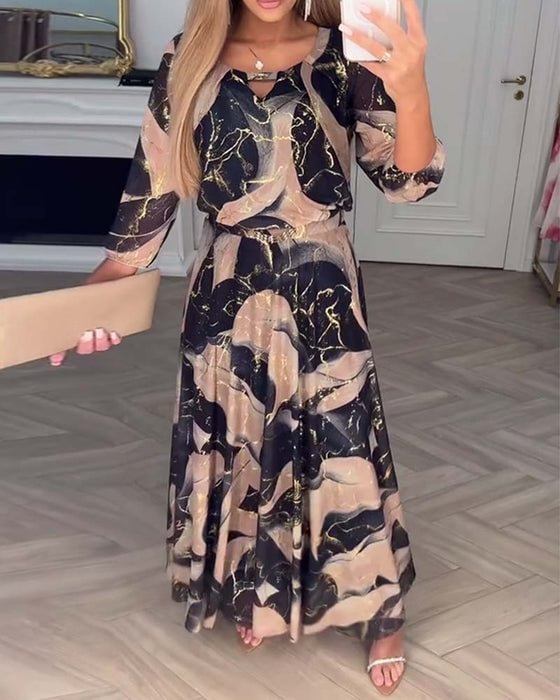 Hailie – Fließendes Chiffon-Maxikleid mit Print