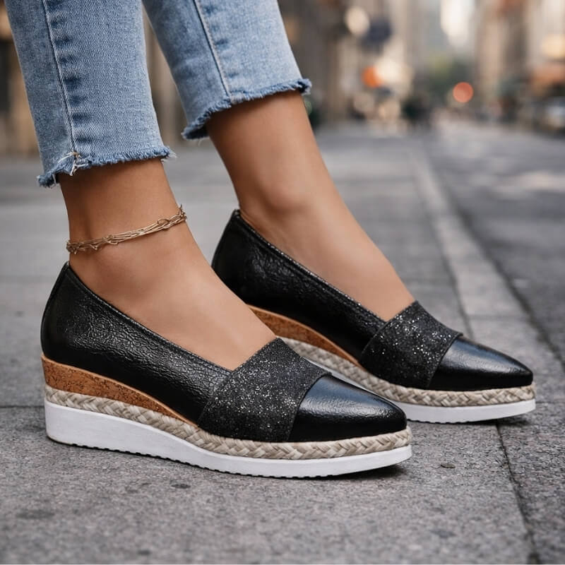 Jacky - Glitzer-Keilabsatz-Slip-On-Sneaker