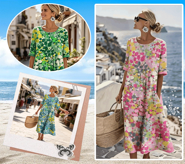 Herra – Midi-Kleid mit Blumen-Aquarellmuster