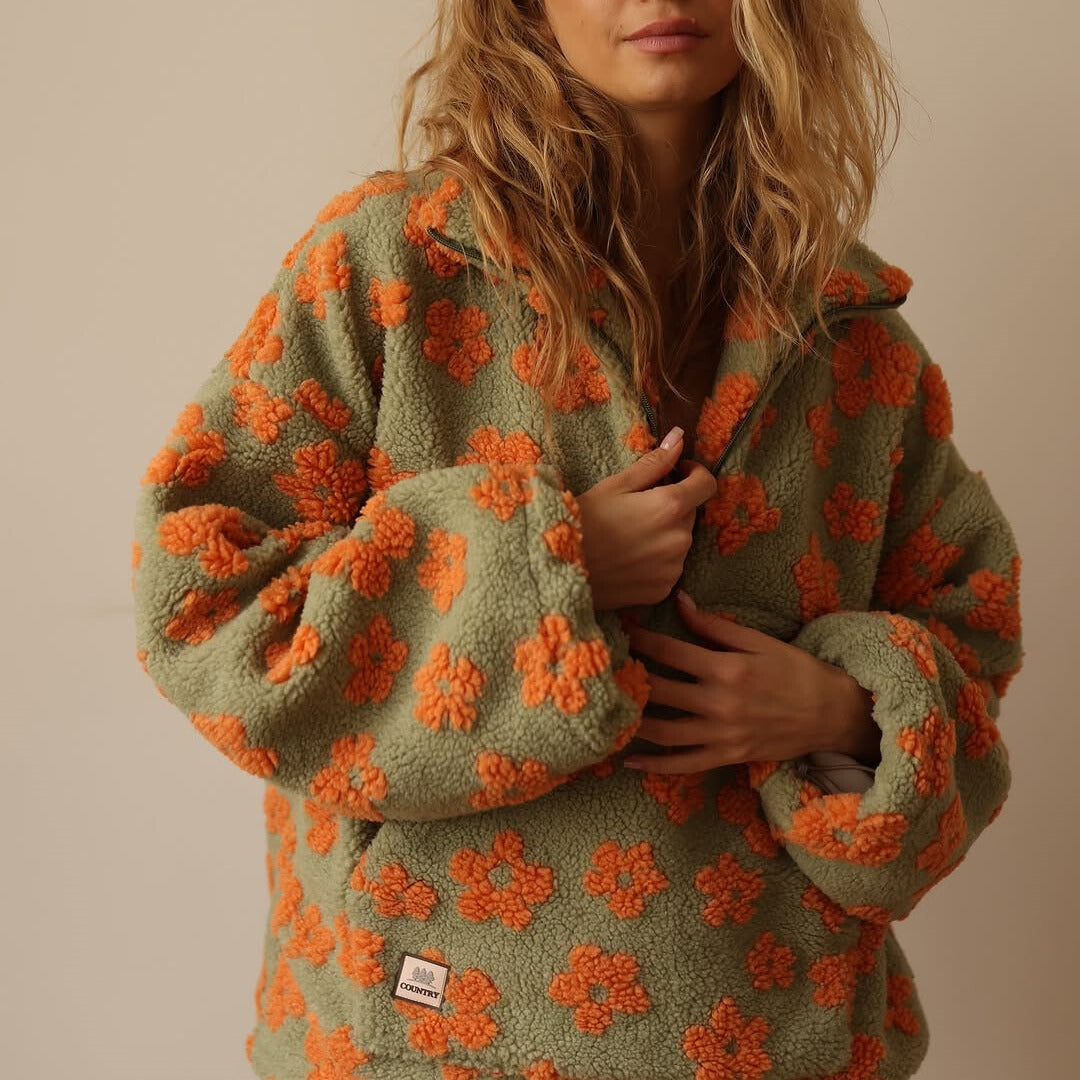 Masie – Bloom-Fleece mit floralen Details