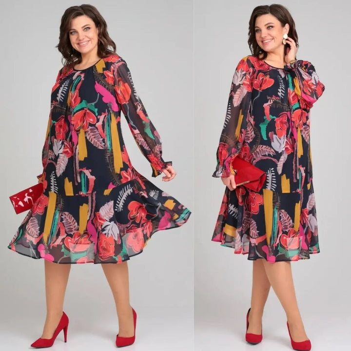 Flora – Modernes Midikleid mit Blumenmuster