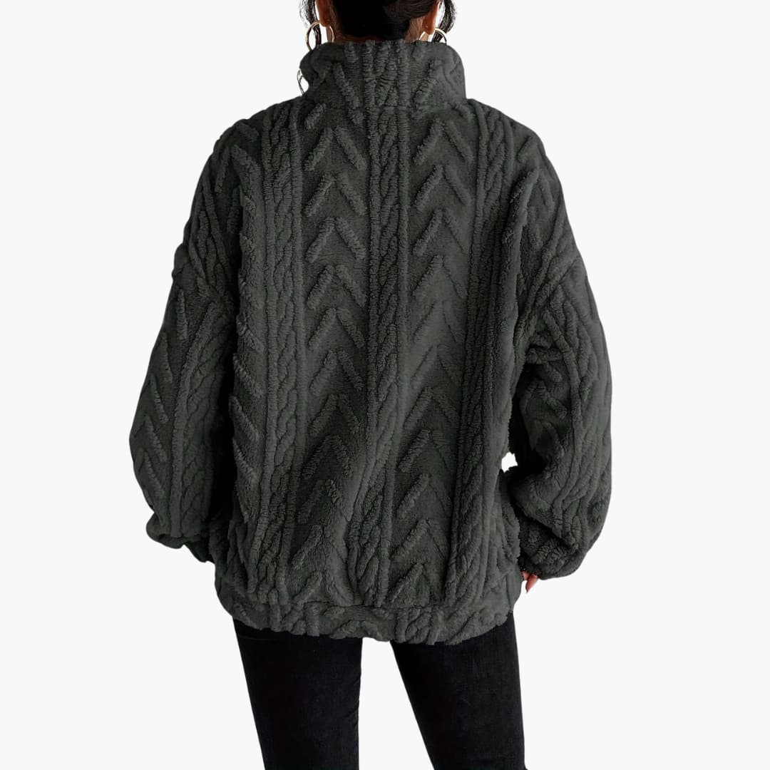 Evelyn | Luxe Fleece-Sweatshirt mit Zopfmuster