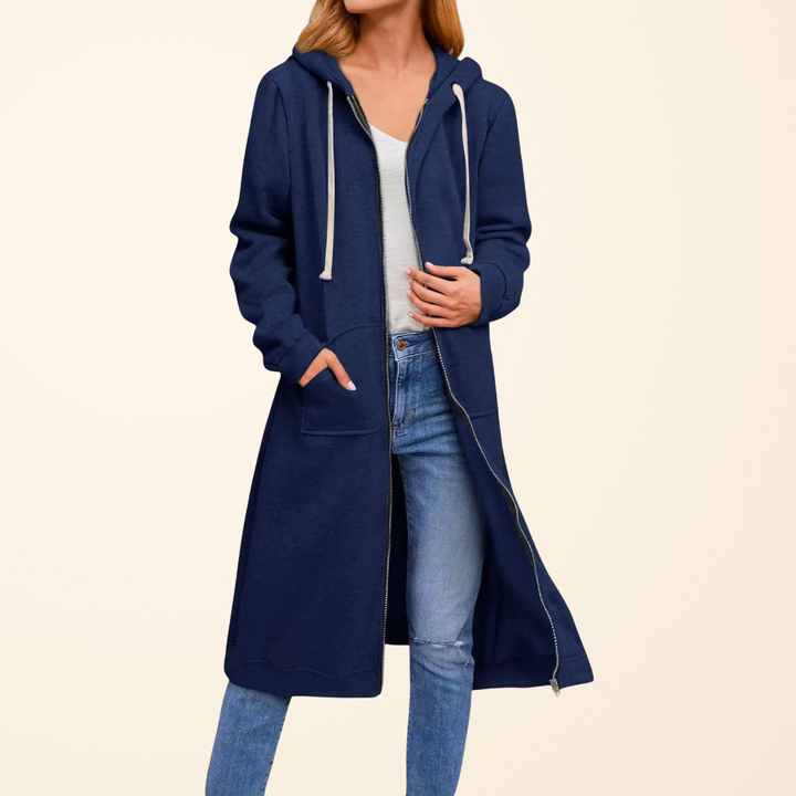 Madelyn - Entspannte, lange Zip-Strickjacke