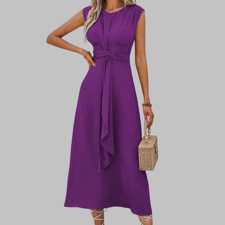 Rosemary – Elegantes ärmelloses Maxikleid mit Rundhalsausschnitt