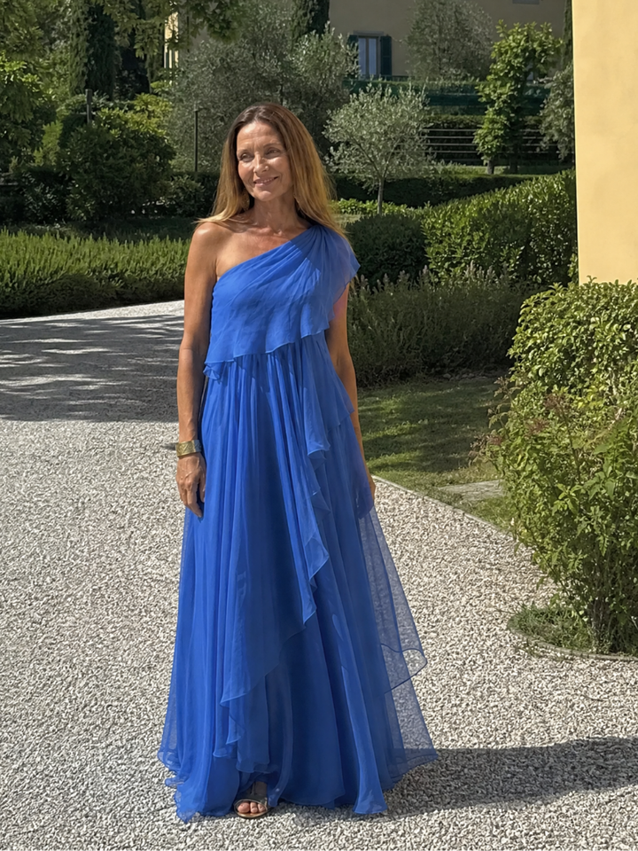 Mikha – Maxikleid mit einseitigem Rüschenbesatz