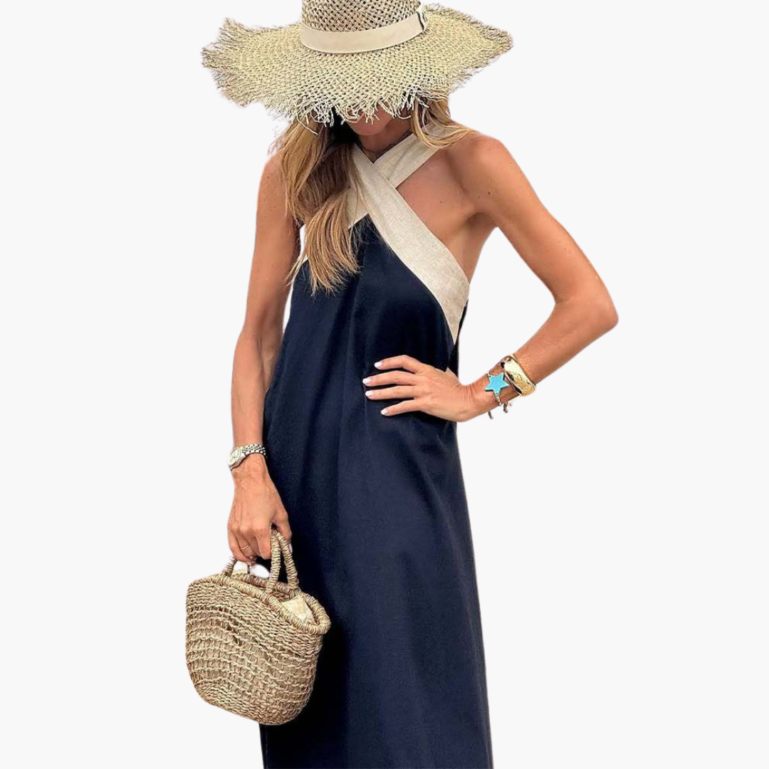 Eliza | Maxikleid mit Neckholder-Ausschnitt und Wickeloptik