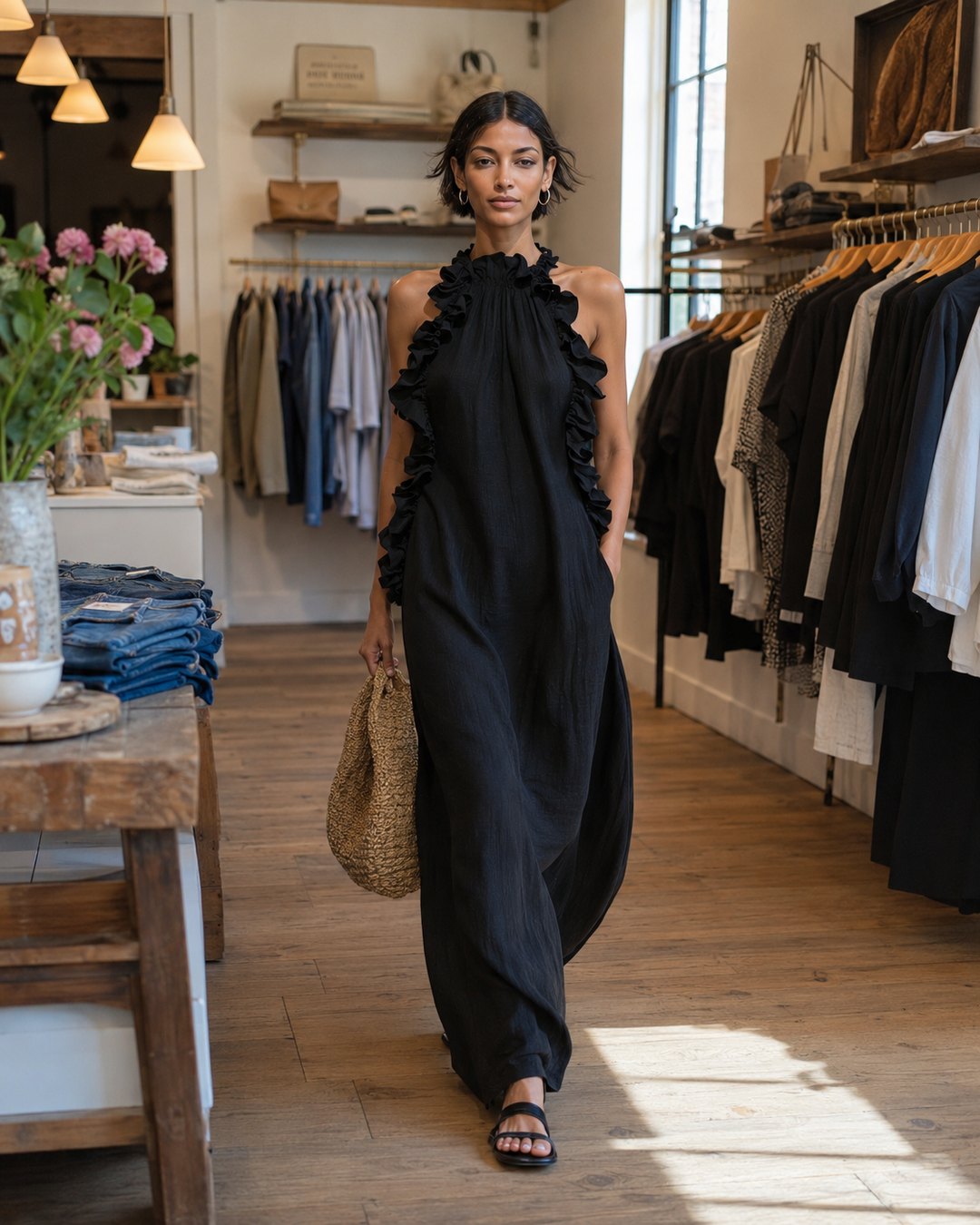 Darlene – Ärmelloses Maxi-Leinenkleid