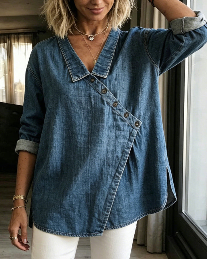 Veronica – Jeansbluse mit Knopfleiste