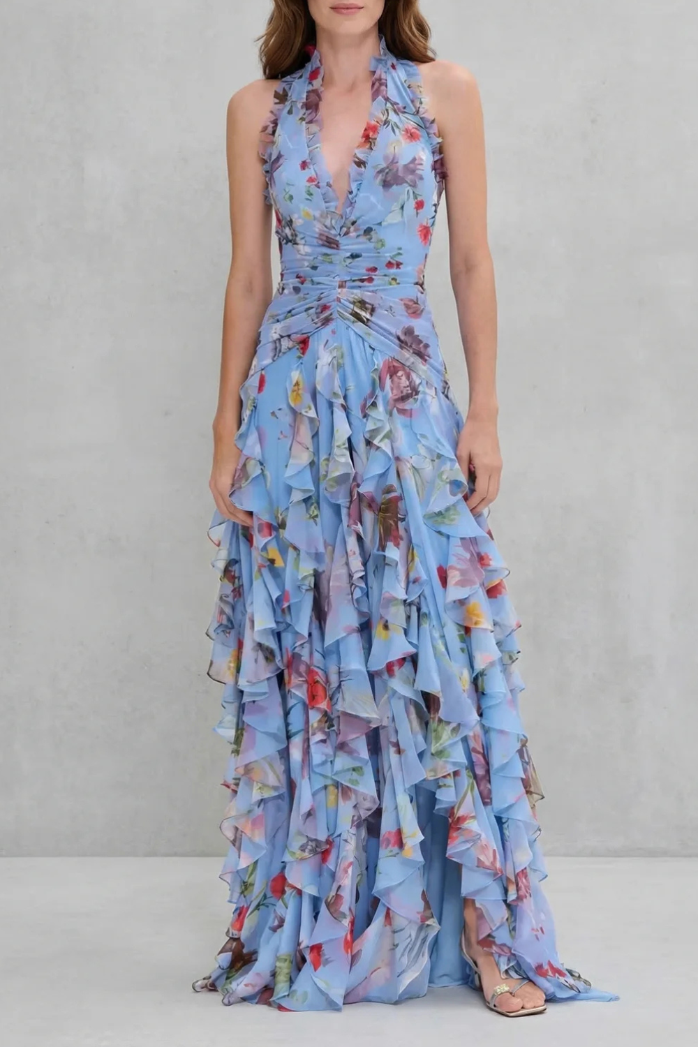 Rosalinda – Florales Neckholder-Maxikleid
