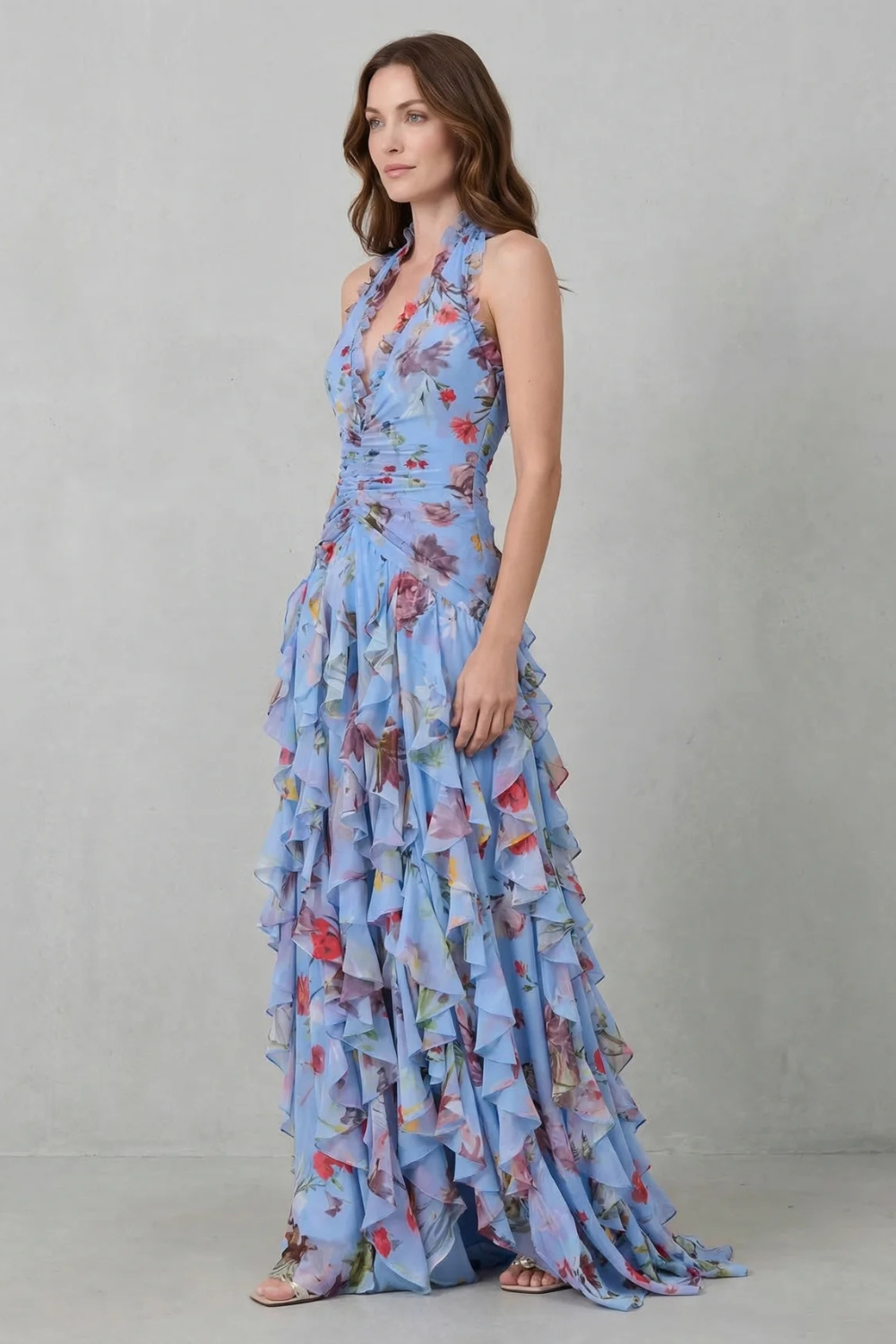 Rosalinda – Florales Neckholder-Maxikleid